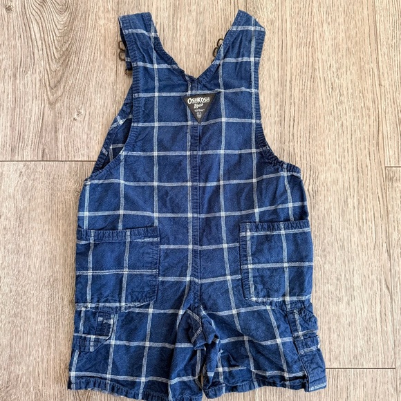 OshKosh B'gosh Blue Plaid Kids Overalls size 3t - Picture 4 of 6